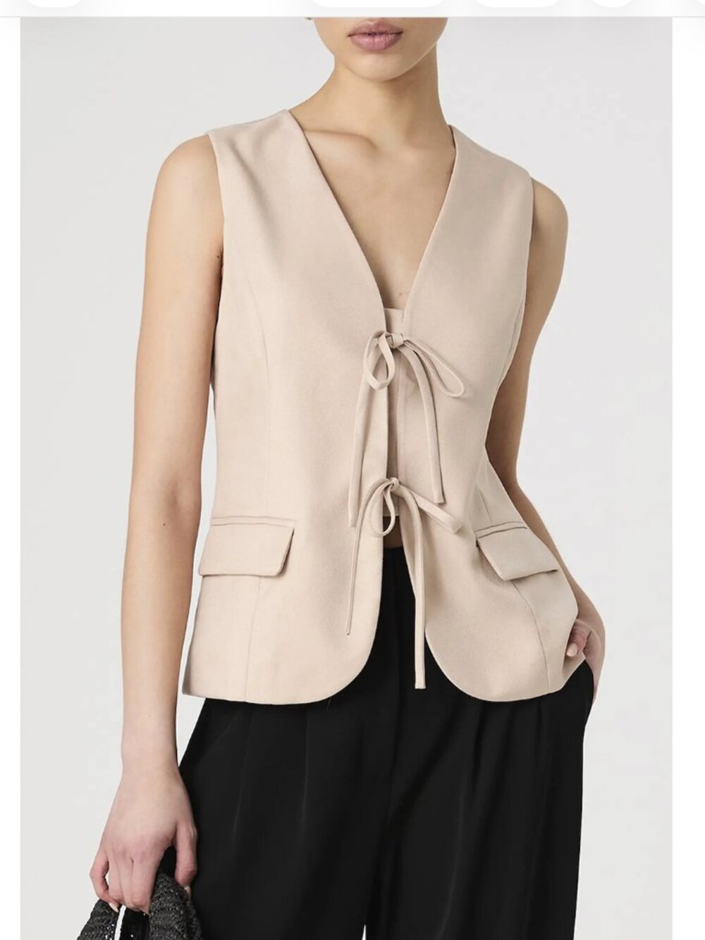 French Connection Front Tie Tailored Suiting Vest - Size Small